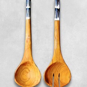 African Salad Servers - Bone Handle