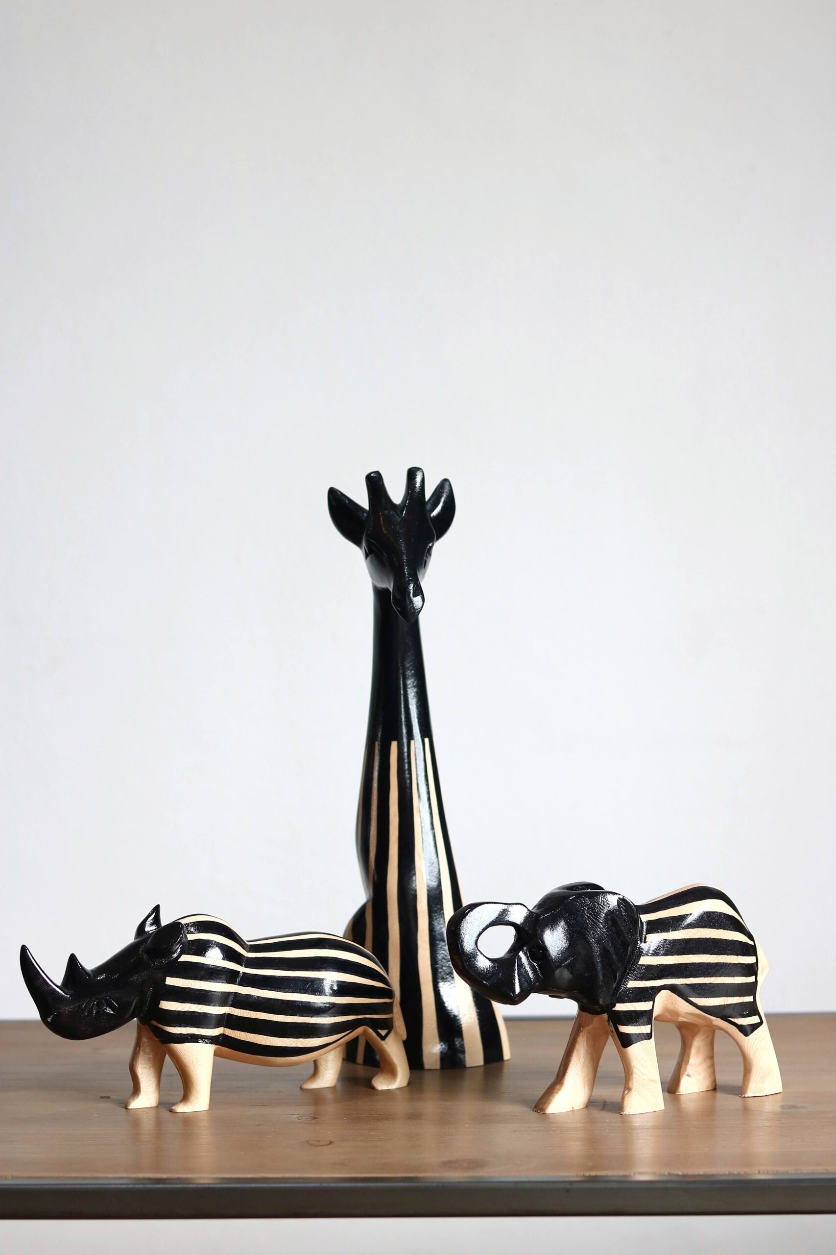 Hand-carved Striped Animal Combo (3)