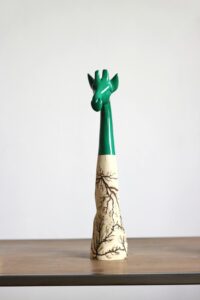 Hand-carved Giraffe - Green