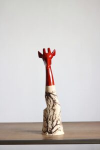 Hand-carved Giraffe - Red