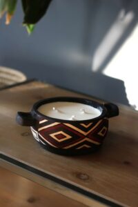 African Candle Pot - Red pattern
