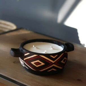 African Candle Pot - Red pattern